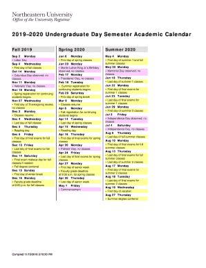 Graduate Academic Calendar Northeastern